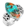 thumbnail image 1 of 925 Sterling Silver Ring Natural Spiny Oyster Handmade Jewelry, 1 of 6