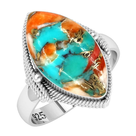 925 Sterling Silver Ring Natural Spiny Oyster Handmade Jewelry
