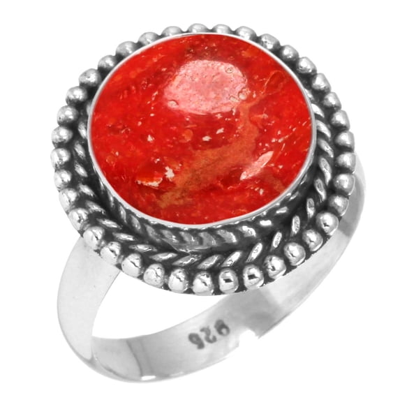 925 Sterling Silver Ring Natural Sponge Coral Handmade Jewelry