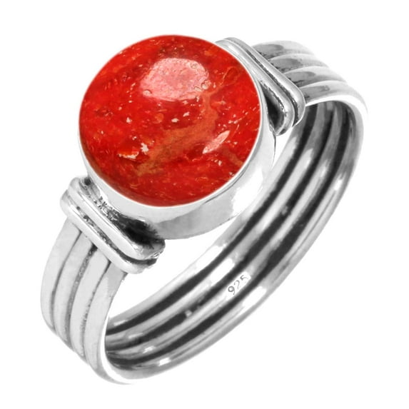 925 Sterling Silver Ring Natural Sponge Coral Handmade Jewelry