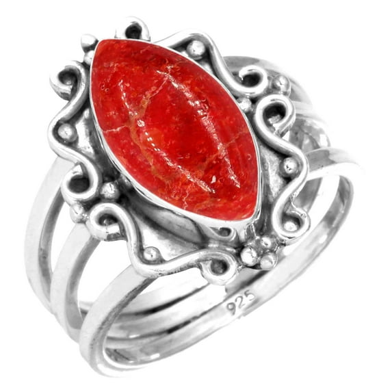 925 Sterling Silver Ring Natural Sponge Coral Handmade Jewelry