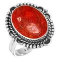 thumbnail image 1 of 925 Sterling Silver Ring Natural Sponge Coral Handmade Jewelry, 1 of 6