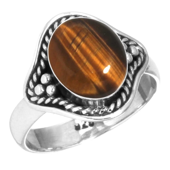 925 Sterling Silver Ring Natural Tiger Eye Handmade Jewelry