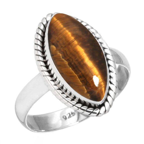 925 Sterling Silver Ring Natural Tiger Eye Handmade Jewelry