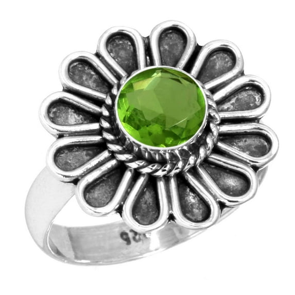 925 Sterling Silver Ring Peridot Quartz Handmade Jewelry