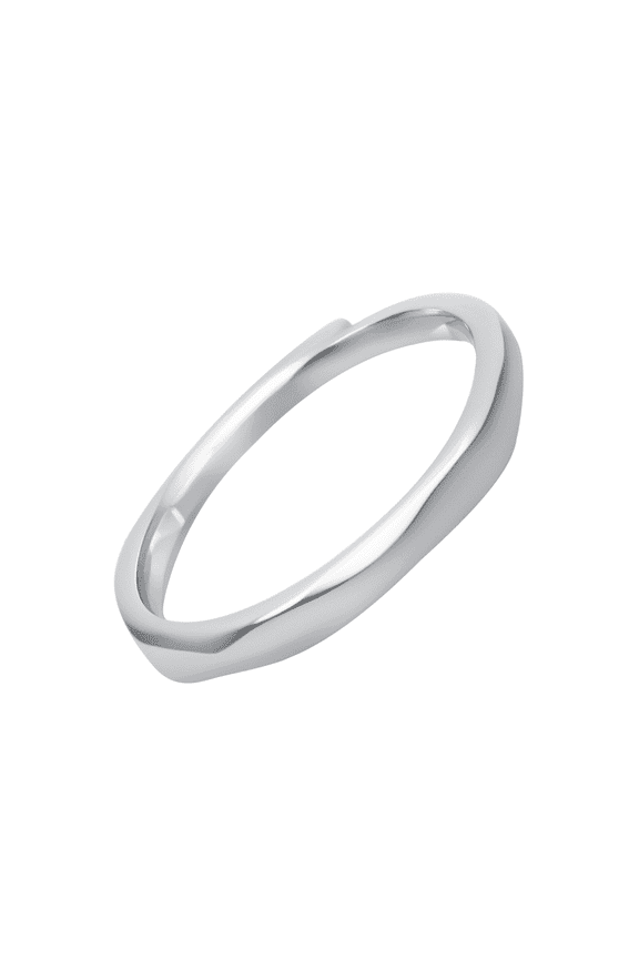 925 Sterling Silver Ring - Platinum-Plated Ring for Women, Stackable Ring - Adjustable Minimalist Open Band, Statement Jewelry Gift for Special Occasions