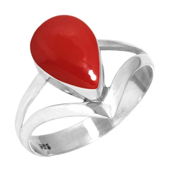 925 Sterling Silver Ring Red Stone Handmade Jewelry