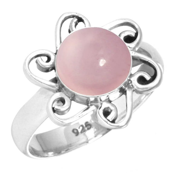 925 Sterling Silver Ring Rose Quartz Handmade Jewelry