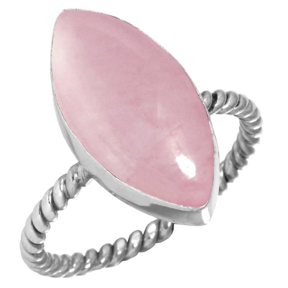 925 Sterling Silver Ring Rose Quartz Handmade Jewelry
