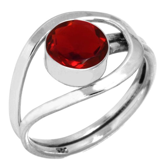 925 Sterling Silver Ring Ruby Simulated Handmade Jewelry
