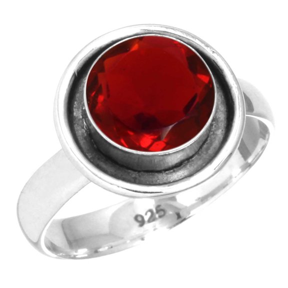 925 Sterling Silver Ring Ruby Simulated Handmade Jewelry