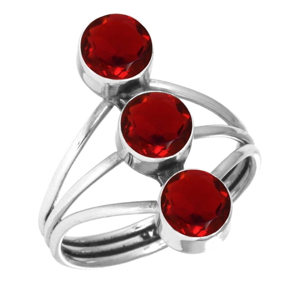 925 Sterling Silver Ring Ruby Simulated Handmade Jewelry