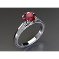 thumbnail image 1 of 925 Sterling Silver Ring Ruby Solitaire Engagement Rings Round Cut Ruby Wedding Ring, 1 of 5