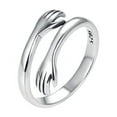 thumbnail image 1 of 925 Sterling Silver Ring Silver Carved Hand Ring Adjustable Silver Hug Ring, 1 of 4
