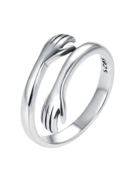 Carved Hand Ring, Sterling Silver, Size 7.25
