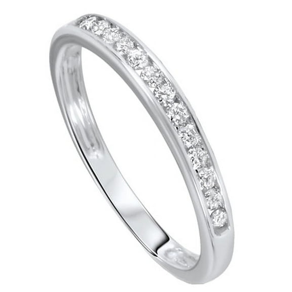 925 Sterling Silver Ring Wedding Ring Women's Engagement Band Channel Accent Round Cut Cz