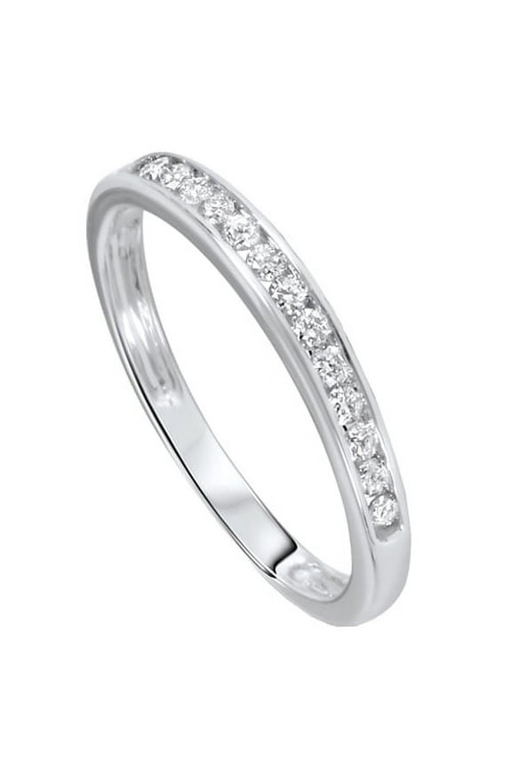 925 Sterling Silver Ring Wedding Ring Women's Engagement Band Channel Accent Round Cut Cz