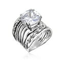 thumbnail image 1 of 925 Sterling Silver Ring With a White Cushion Cubic Zirconia Prong Hypoallergenic, Nickel and Lead-free, Facet Cut, Artisan Handcrafted Designer Collection, Made in Israel, 1 of 8