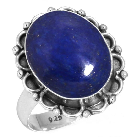 925 Sterling Silver Ring For Women Blue Genuine Lapis Lazuli Gemstone Silver Ring Size 10.5 September Birthstone Boho Silver Ring Size 10.5 Anniversary - Gift For Women Gemstone 925 Silver Jewelry