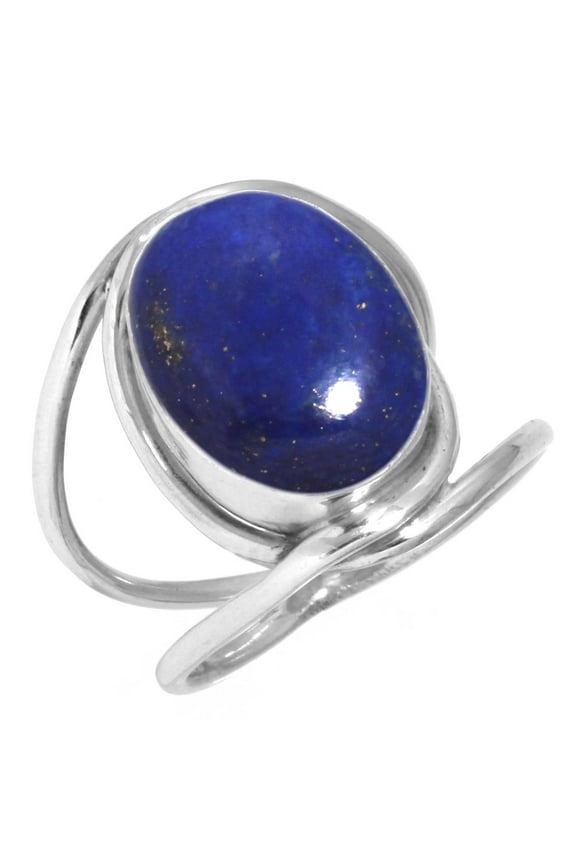 925 Sterling Silver Ring For Women Blue Genuine Lapis Lazuli Gemstone Silver Ring Size 9 September Birthstone Boho Silver Ring Size 9 Valentine's Day Gift For Wife 925 Silver Gemstone Jewelry