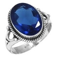 thumbnail image 1 of 925 Sterling Silver Ring For Women Blue Sapphire Simulated Gemstone Silver Ring September Birthstone Costume Silver Ring Size 11.5 Friendship Day Gift For Mother Gemstone 925 Silver Jewelry, 1 of 5