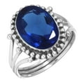 thumbnail image 1 of 925 Sterling Silver Ring For Women Blue Sapphire Simulated Gemstone Silver Ring Size 10.5 September Birthstone Handmade Silver Ring Size 10.5 New Year Gift For Mom Gemstone 925 Silver Jewelry, 1 of 5