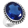 thumbnail image 1 of 925 Sterling Silver Ring For Women - Girls Blue Sapphire Simulated Gemstone Silver Ring September Birthstone Hand Made Silver Ring Size 7.5 Cocktail Party Gift For Wife Gemstone 925 Silver Jewelry, 1 of 5