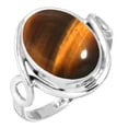 thumbnail image 1 of 925 Sterling Silver Ring For Women - Girls Brown Natural Tiger Eye Gemstone Silver Ring Size 12 June Birthstone Simple Silver Ring Size 12 Christmas - Gift For Mother Gemstone 925 Silver Jewelry, 1 of 6