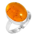 thumbnail image 1 of 925 Sterling Silver Ring For Women - Girls Orange Amber Gemstone Silver Ring Size 12.5 November Birthstone Hand Made Silver Ring Size 12.5 Birthday Gift For Mother Gemstone 925 Silver Jewelry, 1 of 5