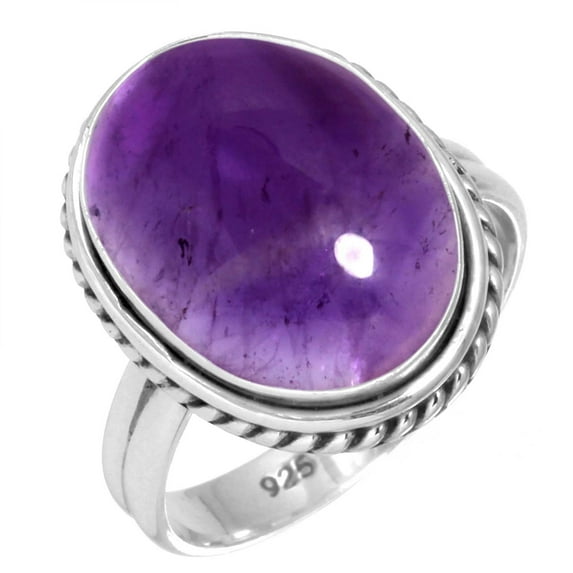 925 Sterling Silver Ring For Women - Girls Purple Genuine Amethyst Gemstone Silver Ring February Birthstone Costume Silver Ring Size 10 Mothers' Day Gift For Mother Gemstone 925 Silver Jewelry