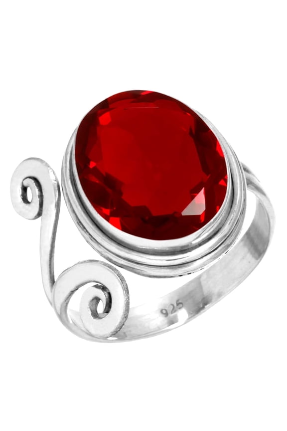 925 Sterling Silver Ring For Women - Girls Red Ruby Simulated Gemstone Silver Ring Size 7 July Birthstone Costume Silver Ring Size 7 Engagement Gift For Women Gemstone 925 Silver Jewelry