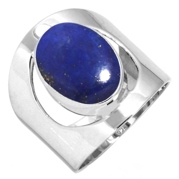 925 Sterling Silver Ring For Women - Men Blue Natural Lapis Lazuli Gemstone Silver Ring Size 5.5 September Birthstone Elegant Silver Ring Size 5.5 New Year Gift For Mom Gemstone 925 Silver Jewelry