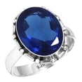 thumbnail image 1 of 925 Sterling Silver Ring For Women - Men Blue Sapphire Simulated Gemstone Silver Ring Size 11 September Birthstone Costume Silver Ring Size 11 Halloween Gift For Wife 925 Silver Gemstone Jewelry, 1 of 5