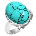 thumbnail image 1 of 925 Sterling Silver Ring For Women - Men Blue Turquoise Gemstone Silver Ring Size 7.5 December Birthstone Elegant Silver Ring Size 7.5 Valentine's Day Gift For Wife 925 Silver Gemstone Jewelry, 1 of 1