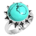 thumbnail image 1 of 925 Sterling Silver Ring For Women - Men Blue Turquoise Gemstone Silver Ring Size 8.5 December Birthstone Fashion Silver Ring Size 8.5 Valentine's Day Gift For Wife Gemstone 925 Silver Jewelry, 1 of 6