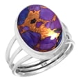thumbnail image 1 of 925 Sterling Silver Ring For Women - Men Copper Purple Turquoise Gemstone Silver Ring Size 11 Handmade Silver Ring Size 11 Mothers' Day Gift For Mother 925 Silver Gemstone Jewelry, 1 of 6