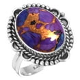 thumbnail image 1 of 925 Sterling Silver Ring For Women - Men Copper Purple Turquoise Gemstone Silver Ring Size 5.5 Elegant Silver Ring Size 5.5 Anniversary - Gift For Wife Gemstone 925 Silver Jewelry, 1 of 6