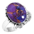 thumbnail image 1 of 925 Sterling Silver Ring For Women - Men Copper Purple Turquoise Gemstone Silver Ring Size 8.5 Elegant Silver Ring Size 8.5 Easter Gift For Mom Gemstone 925 Silver Jewelry, 1 of 6