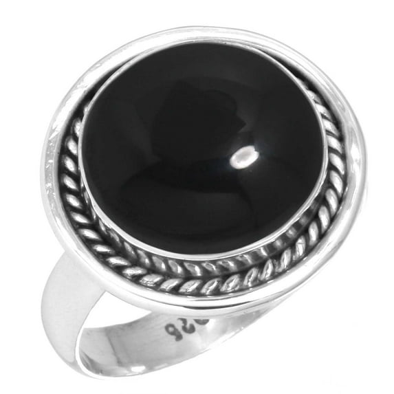 925 Sterling Silver Ring For Women - Men Genuine Black Onyx Gemstone Silver Ring Size 9.5 July Birthstone Fashion Silver Ring Size 9.5 Valentine's Day Gift For Wife 925 Silver Gemstone Jewelry