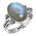 thumbnail image 1 of 925 Sterling Silver Ring For Women - Men Gray Real Labradorite Gemstone Silver Ring Size 7.5 November Birthstone Simple Silver Ring Size 7.5 Anniversary - Gift For Wife 925 Silver Gemstone Jewelry, 1 of 6