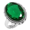 thumbnail image 1 of 925 Sterling Silver Ring For Women - Men Green Emerald Simulated Gemstone Silver Ring Size 8.5 May Birthstone Costume Silver Ring Size 8.5 Cocktail Party Gift For Wife 925 Silver Gemstone Jewelry, 1 of 5