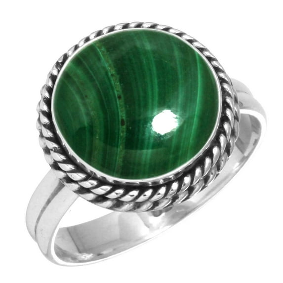 925 Sterling Silver Ring For Women - Men Green Natural Malachite Gemstone Silver Ring Size 11 May Birthstone Hand Made Silver Ring Size 11 Friendship Day Gift For Mom Gemstone 925 Silver Jewelry