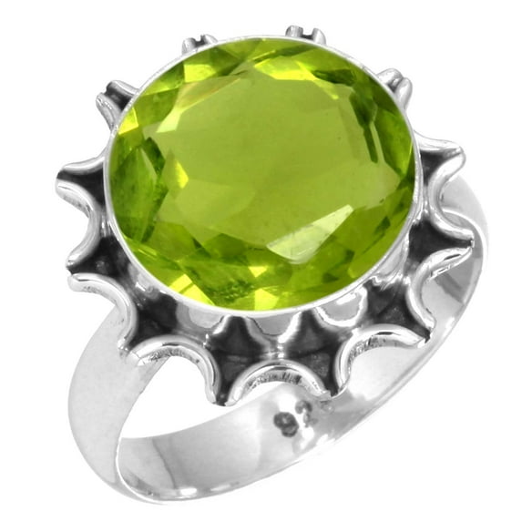 925 Sterling Silver Ring For Women - Men Green Peridot Quartz Gemstone Silver Ring Size 10 August Birthstone Hand Made Silver Ring Size 10 Mothers' Day Gift For Mom Gemstone 925 Silver Jewelry