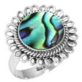 thumbnail image 1 of 925 Sterling Silver Ring For Women - Men Multicolor Natural Abalone Shell Gemstone Silver Ring Size 9.5 Boho Silver Ring Size 9.5 Cocktail Party Gift For Wife 925 Silver Gemstone Jewelry, 1 of 6