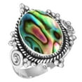 thumbnail image 1 of 925 Sterling Silver Ring For Women - Men Multicolor Real Abalone Shell Gemstone Silver Ring Size 9.5 Costume Silver Ring Size 9.5 Cocktail Party Gift For Wife 925 Silver Gemstone Jewelry, 1 of 6