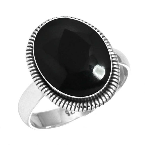 925 Sterling Silver Ring For Women - Men Natural Black Onyx Gemstone Silver Ring Size 8 July Birthstone Handmade Silver Ring Size 8 Thanksgiving Gift For Wife 925 Silver Gemstone Jewelry