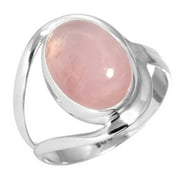 JEWELOPORIUM 925 Sterling Silver Ring For Women - Men Pink Rose Quartz Gemstone Silver Ring Size 8 January Birthstone Costume Silver Ring Size 8 Engagement Gift For Women Gemstone 925 Silver Jewelry