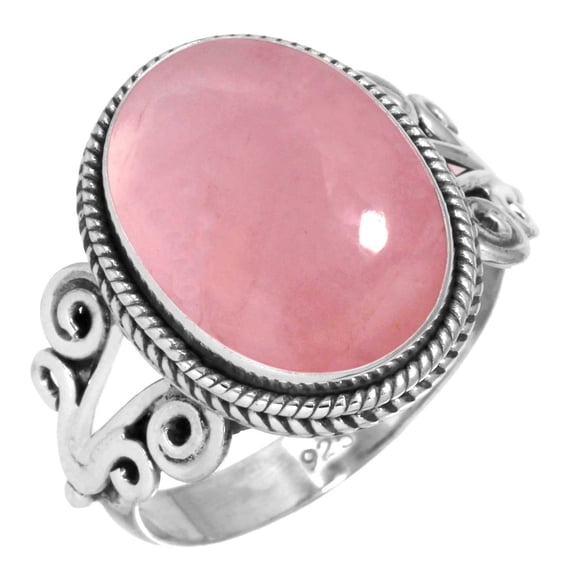 925 Sterling Silver Ring For Women - Men Pink Rose Quartz Gemstone Silver Ring Size 8 January Birthstone Simple Silver Ring Size 8 Halloween Gift For Mom Gemstone 925 Silver Jewelry