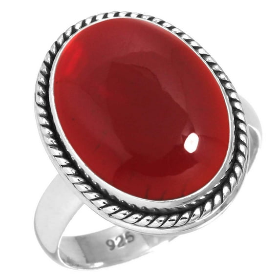 925 Sterling Silver Ring For Women - Men Red Garnet Quartz Gemstone Silver Ring Size 12 January Birthstone Costume Silver Ring Size 12 Mothers' Day Gift For Mom Gemstone 925 Silver Jewelry