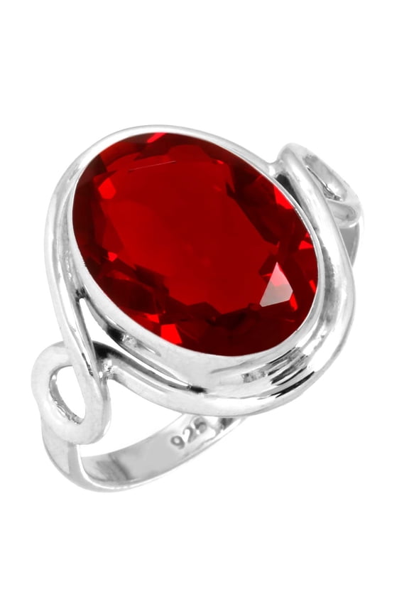 925 Sterling Silver Ring For Women - Men Red Ruby Simulated Gemstone Silver Ring Size 12 July Birthstone Handmade Silver Ring Size 12 Halloween Gift For Wife 925 Silver Gemstone Jewelry